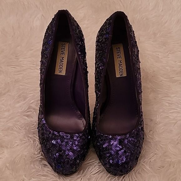 Steve Madden Bitter Purple Sequin Heels - Picture 5 of 16